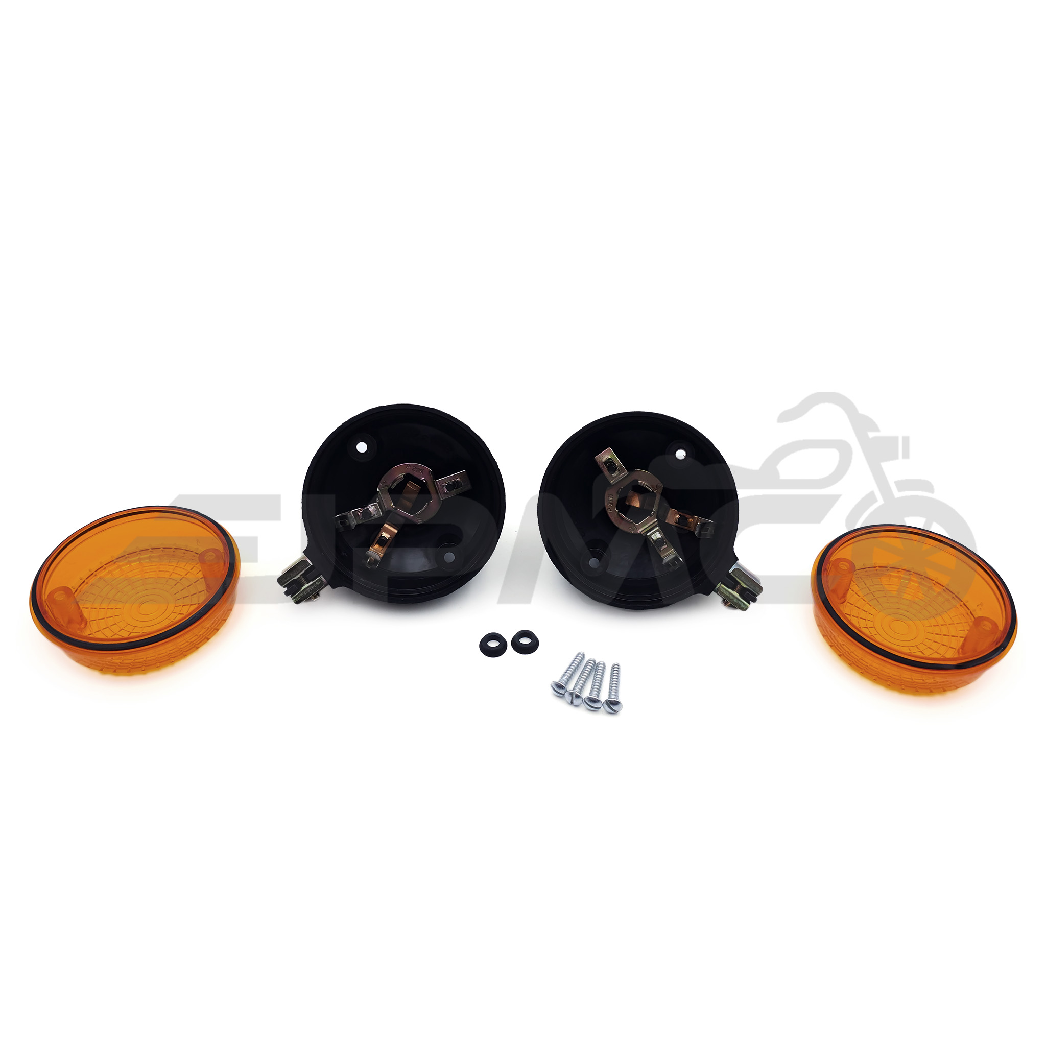 Set: 2 Blinker hinten, rund in Schwarz mit orangenem Glas - Simson S50, S51, S70, SR50, SR80, MZ ETZ, TS