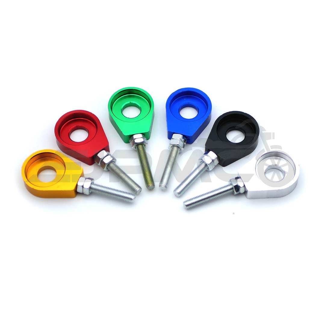 Eloxierter CNC Kettenspanner, Paar/2-teilig, passend für Simson mit 12mm Steckachse, Aluminium Eloxierter CNC Kettenspanner, Paar/2-teilig, passend für Simson mit 12mm Steckachse, Aluminium