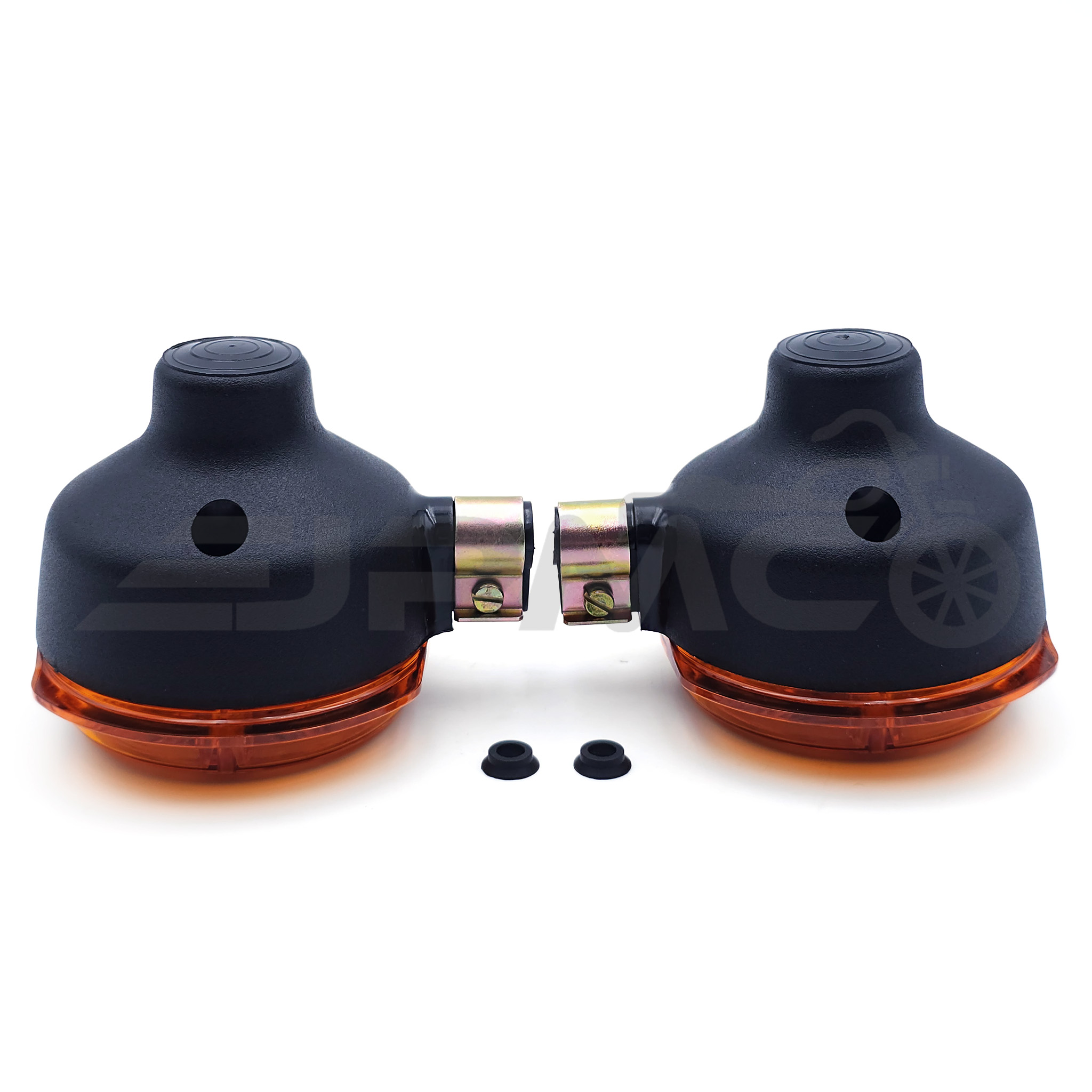 Set: 2 Blinker vorn, rund in Schwarz mit orangenem Glas - f. Simson S50, S51, S70, SR50, SR80, MZ ETZ, TS Set: 2 Blinker vorn, rund in Schwarz mit orangenem Glas - f. Simson S50, S51, S70, SR50, SR80, MZ ETZ, TS