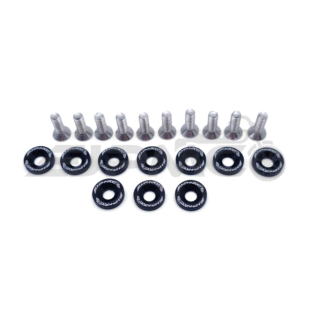 JPMC Schraubensatz EDELSTAHL mit ALU Unterlegscheiben schwarz | universell | eloxiert | M6 JPMC Schraubensatz EDELSTAHL mit ALU Unterlegscheiben schwarz | universell | eloxiert | M6