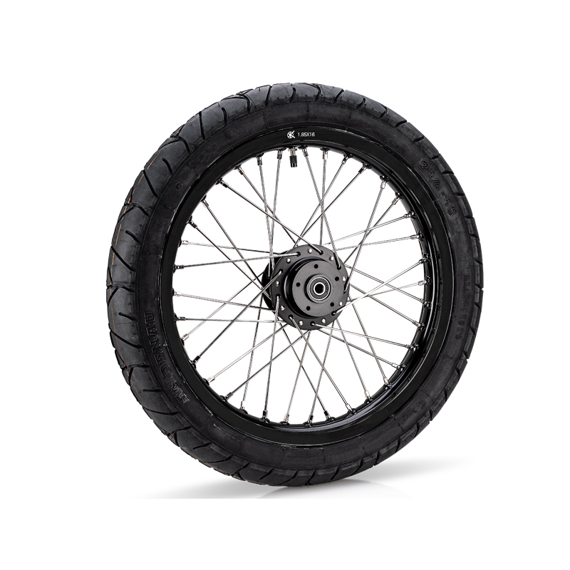 Komplettrad Scheibenbremse 1,6x16 Zoll f. Schwalbe KR51 / SR4-, M4 Edelstahlspeichen, Aluminiumfelge Schwarz, K55 Reifen Komplettrad Scheibenbremse 1,6x16 Zoll f. Schwalbe KR51 / SR4-, M4 Edelstahlspeichen, Aluminiumfelge Schwarz, K55 Reifen