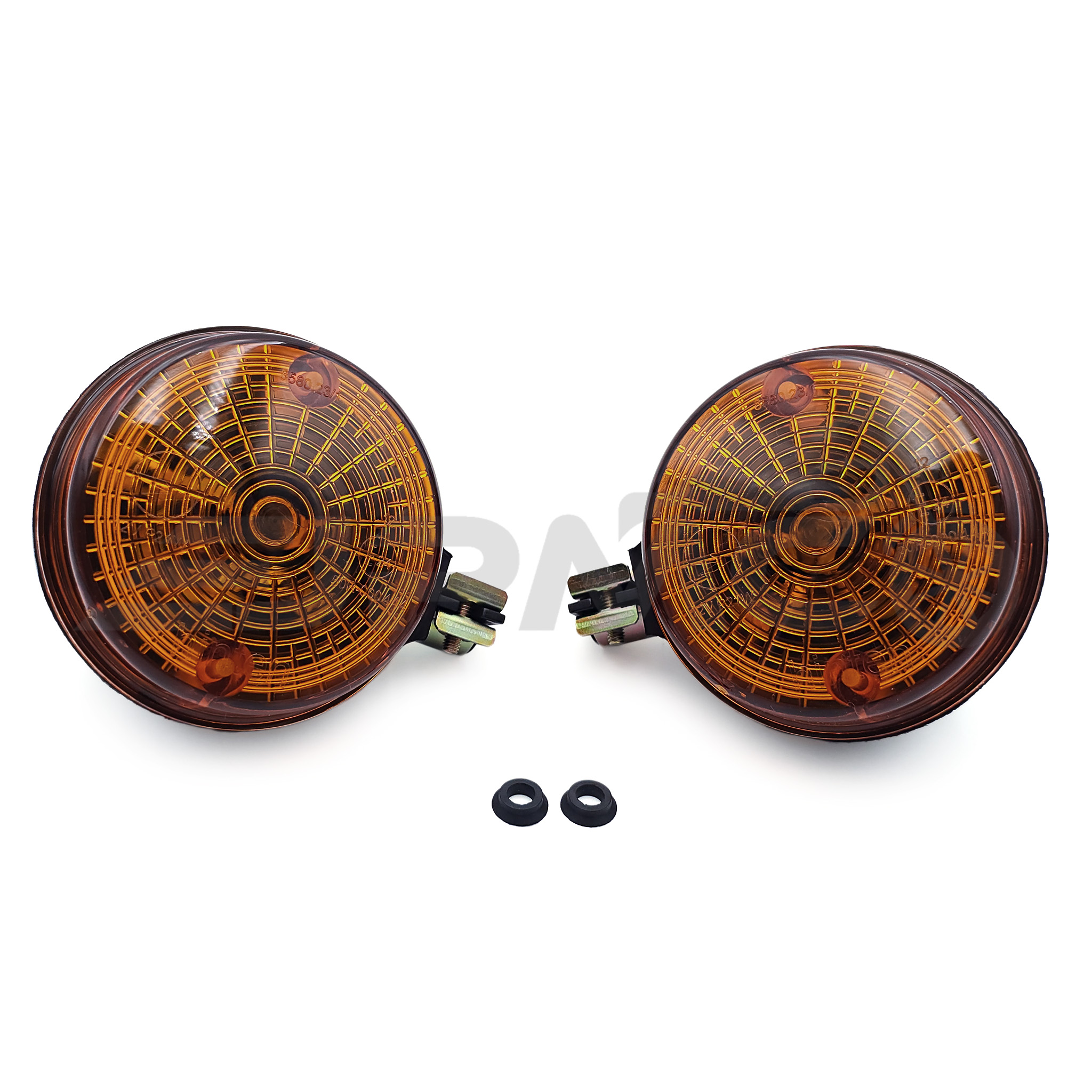 Set: 2 Blinker hinten, rund in Schwarz mit orangenem Glas - Simson S50, S51, S70, SR50, SR80, MZ ETZ, TS