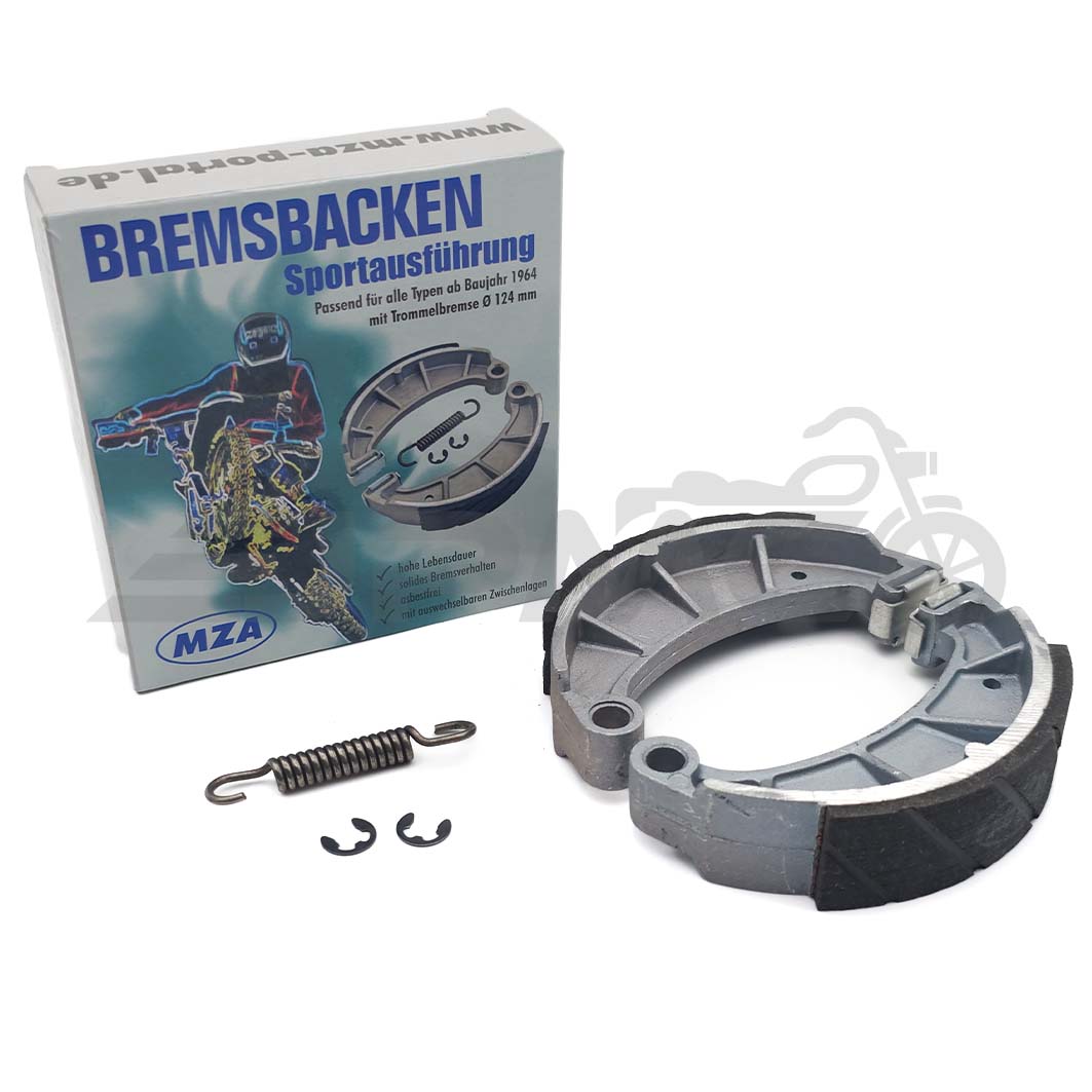 Set: Bremsbacken "SIMSON SPORT" mit Sprengringen, Feder und auswechselbarer Zwischenlage