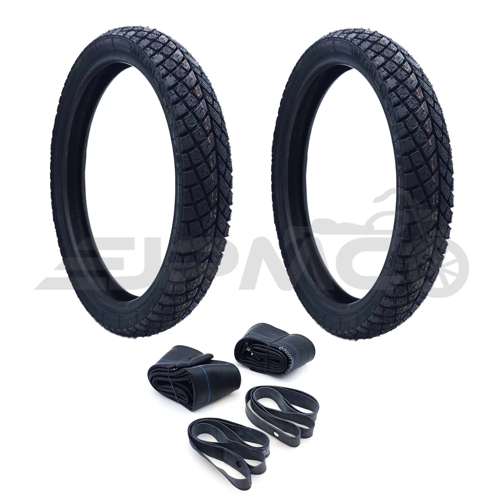 SET: 2x Heidenau Reifen 80/80-16 Heidenau K66 M/C TL 46J + 2x Felgenband + 2x Schlauch