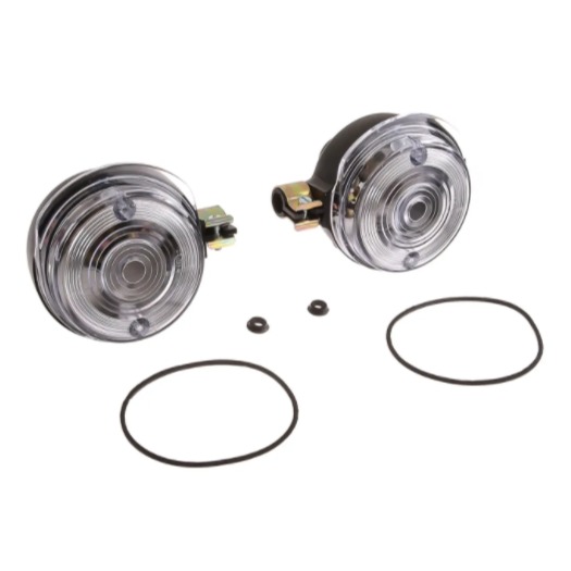 Set: 2 Blinker vorn, rund in Schwarz mit weißem Glas - Simson S50, S51, S70, SR50, SR80, MZ ETZ, TS Set: 2 Blinker vorn, rund in Schwarz mit weißem Glas - Simson S50, S51, S70, SR50, SR80, MZ ETZ, TS