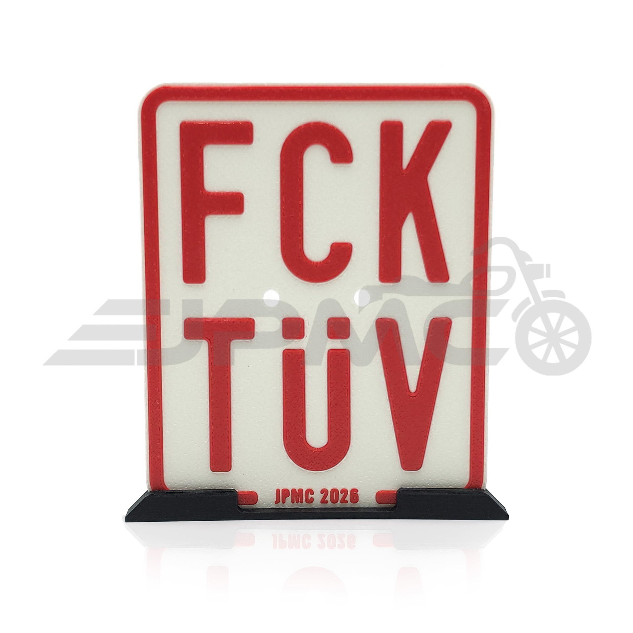 Show-Nummernschild „FCK TÜV“ – 3D-Druck Deko-Schild für Werkstatt & Messe