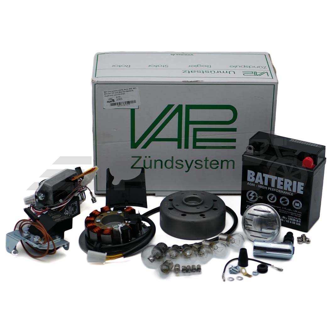 SET Umrüstsatz 12V-Zündanlage VAPE (M-G-V) für S50, S51, S70 - mit Zubehör SET Umrüstsatz 12V-Zündanlage VAPE (M-G-V) für S50, S51, S70 - mit Zubehör