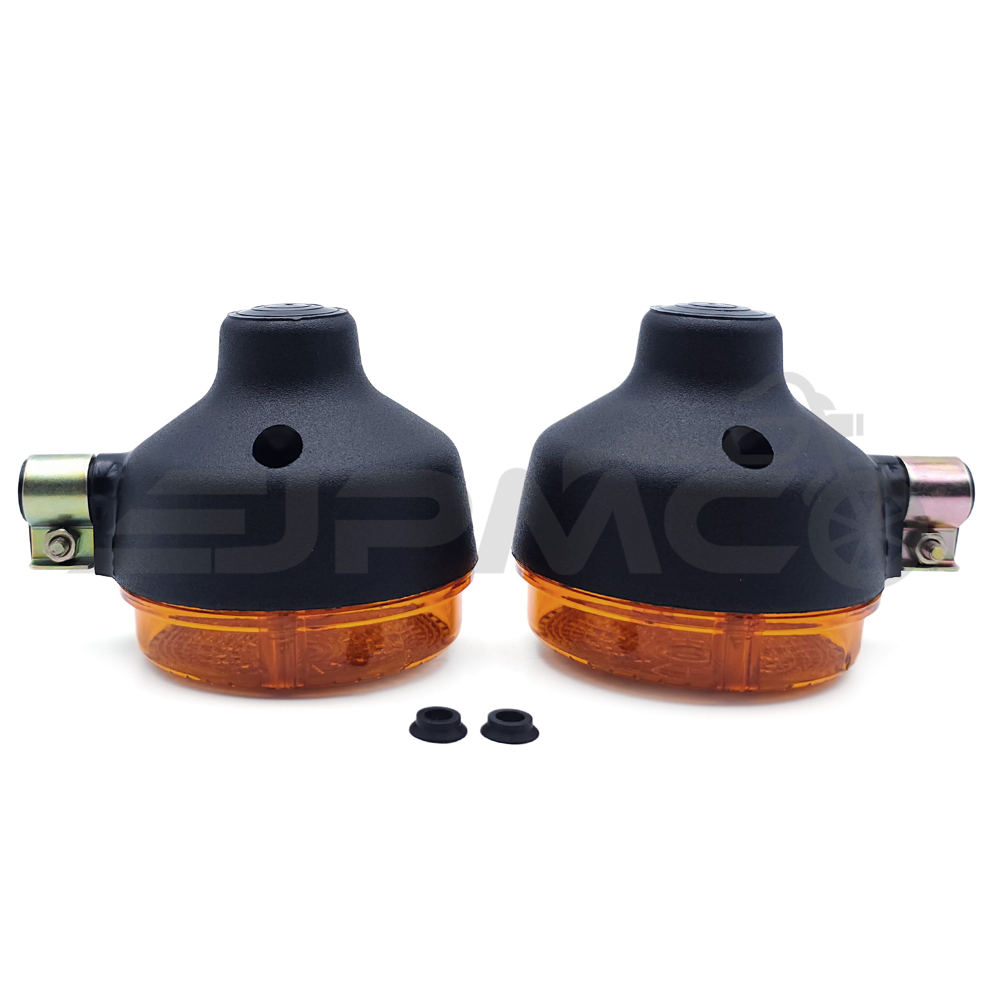 Set: 2 Blinker hinten, rund in Schwarz mit orangenem Glas - Simson S50, S51, S70, SR50, SR80, MZ ETZ, TS