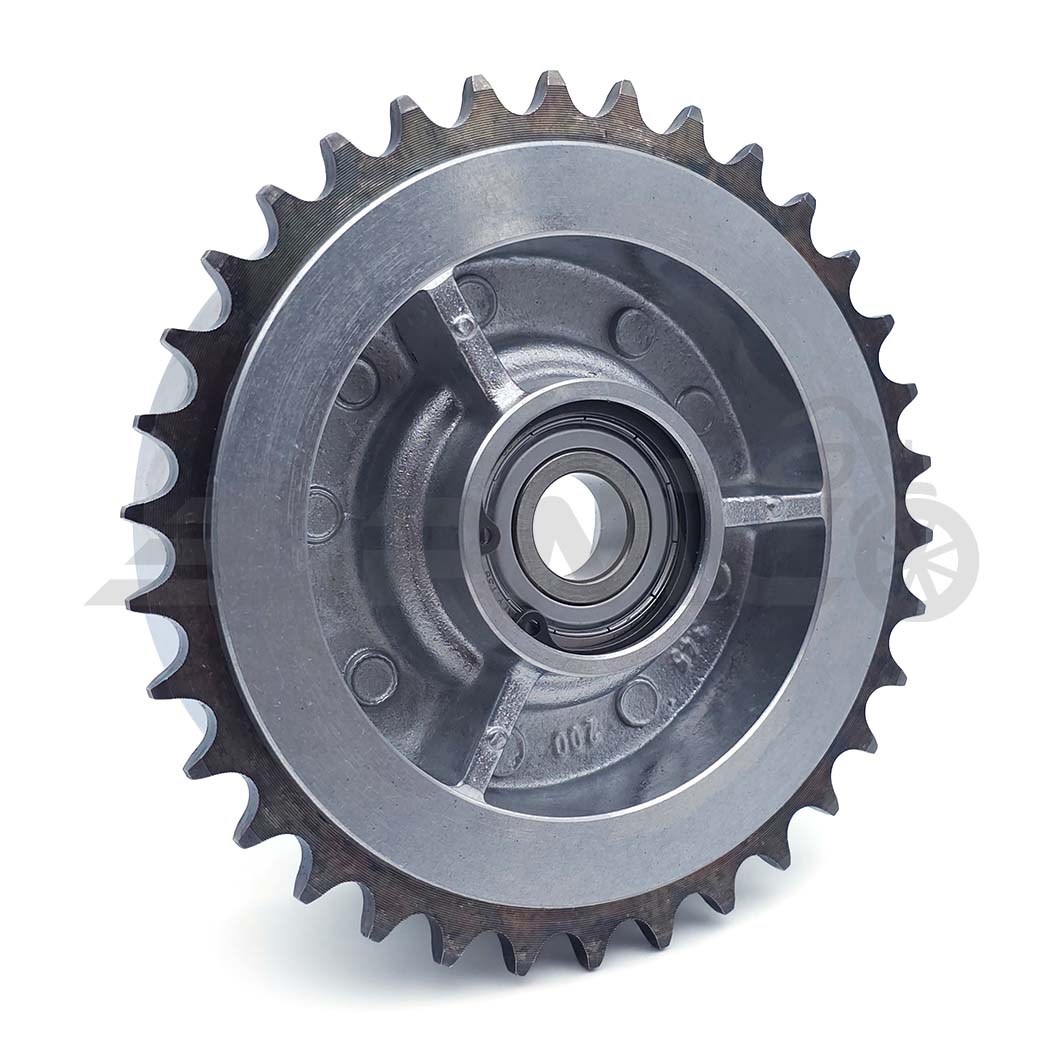 Kettenrad-Mitnehmer, 34 Zahn mit Kugellager (beidseitig geschlossen) SKF 6203 C3 2Z - Simson S50, S51, KR51 Schwalbe, SR4, Duo Kettenrad-Mitnehmer, 34 Zahn mit Kugellager (beidseitig geschlossen) SKF 6203 C3 2Z - Simson S50, S51, KR51 Schwalbe, SR4, Duo