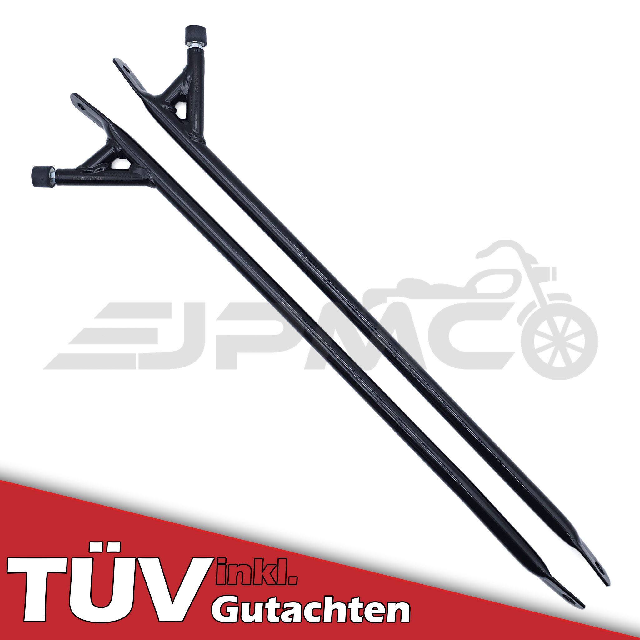 SET Enduro-Streben | Unterzugsstreben mit Lenkanschlag - schwarz für Simson S51, S50, S70 - Mit Teilegutachten