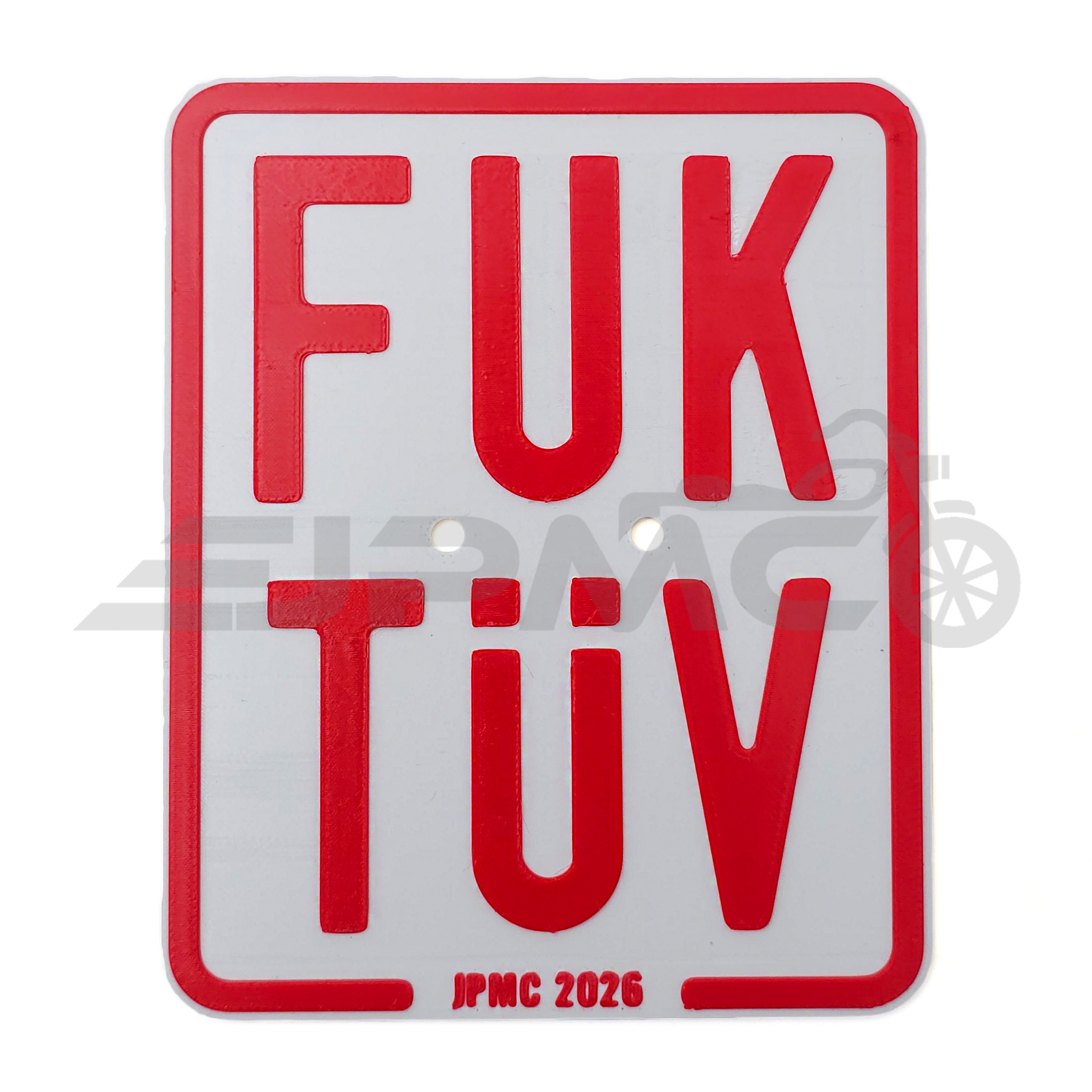 Show-Nummernschild „FUK TÜV“ – 3D-Druck Deko-Schild für Werkstatt & Messe