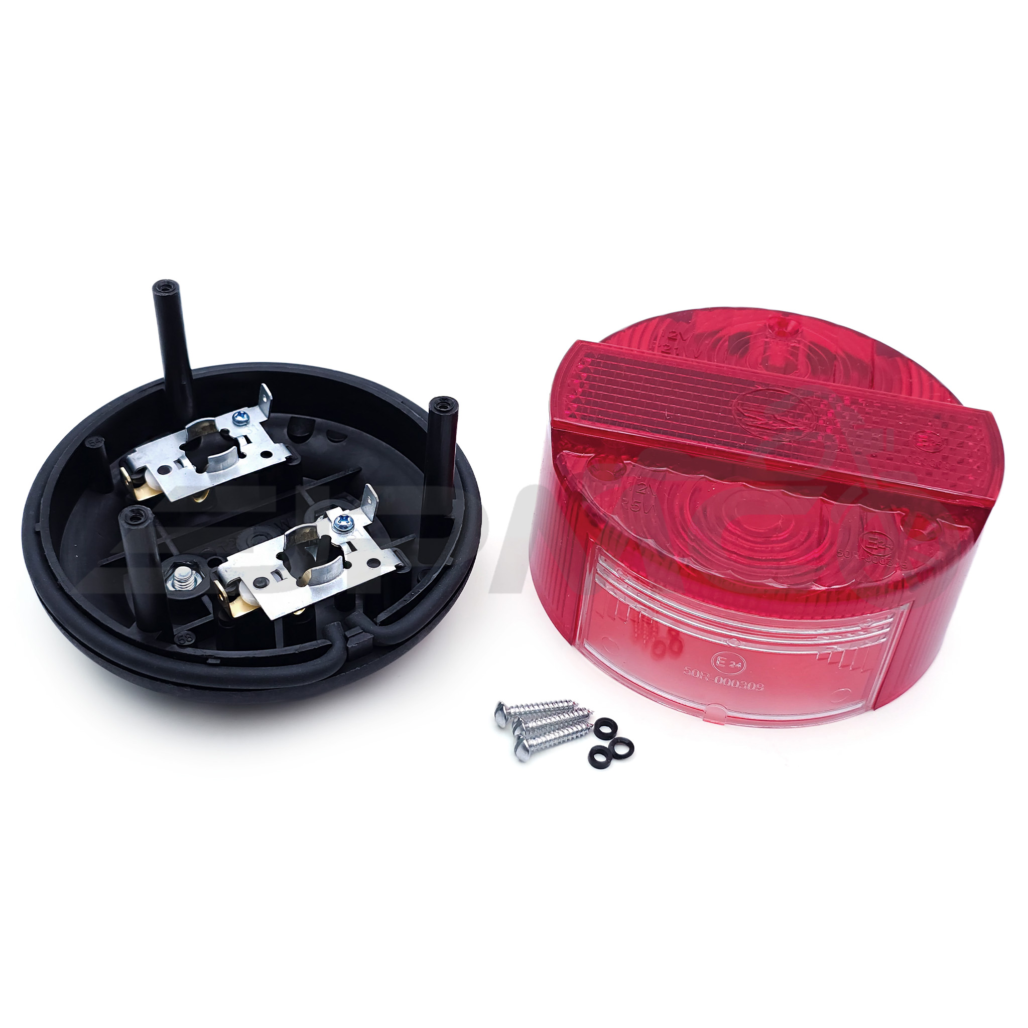 Rücklicht rund Ø120mm komplett mit Kennzeichenbeleuchtung für Simson und MZ