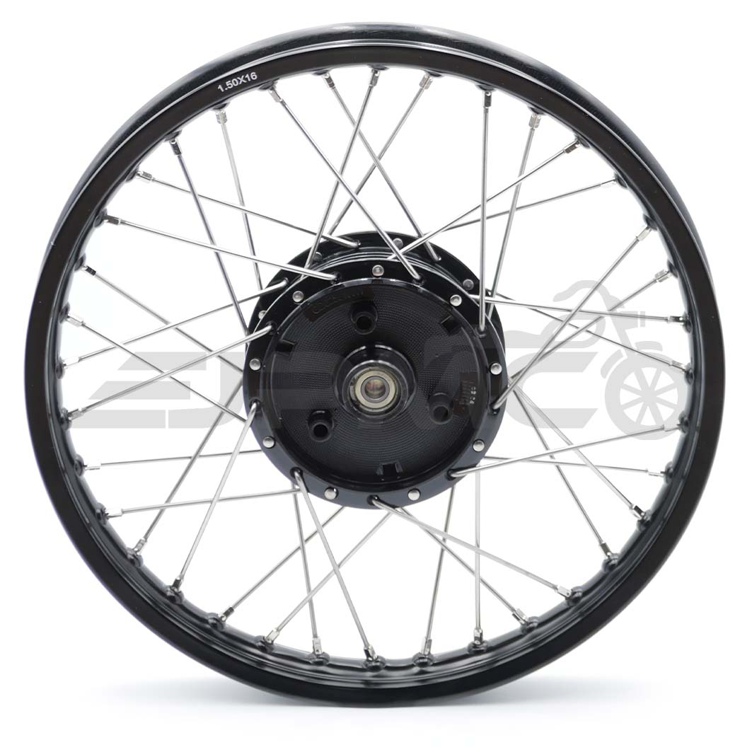 Speichenrad schwarz komplett eloxiert - Edelstahl Speichen - 1,5X16
