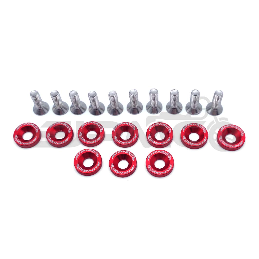 JPMC Schraubensatz EDELSTAHL mit ALU Unterlegscheiben rot| universell | eloxiert | M6 JPMC Schraubensatz EDELSTAHL mit ALU Unterlegscheiben rot| universell | eloxiert | M6