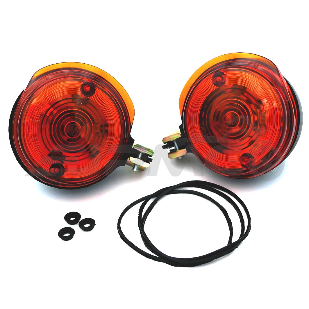 Set: 2 Blinker vorn, rund in Schwarz mit orangenem Glas - Simson S50, S51, S70, SR50, SR80, MZ ETZ, TS Set: 2 Blinker vorn, rund in Schwarz mit orangenem Glas - Simson S50, S51, S70, SR50, SR80, MZ ETZ, TS