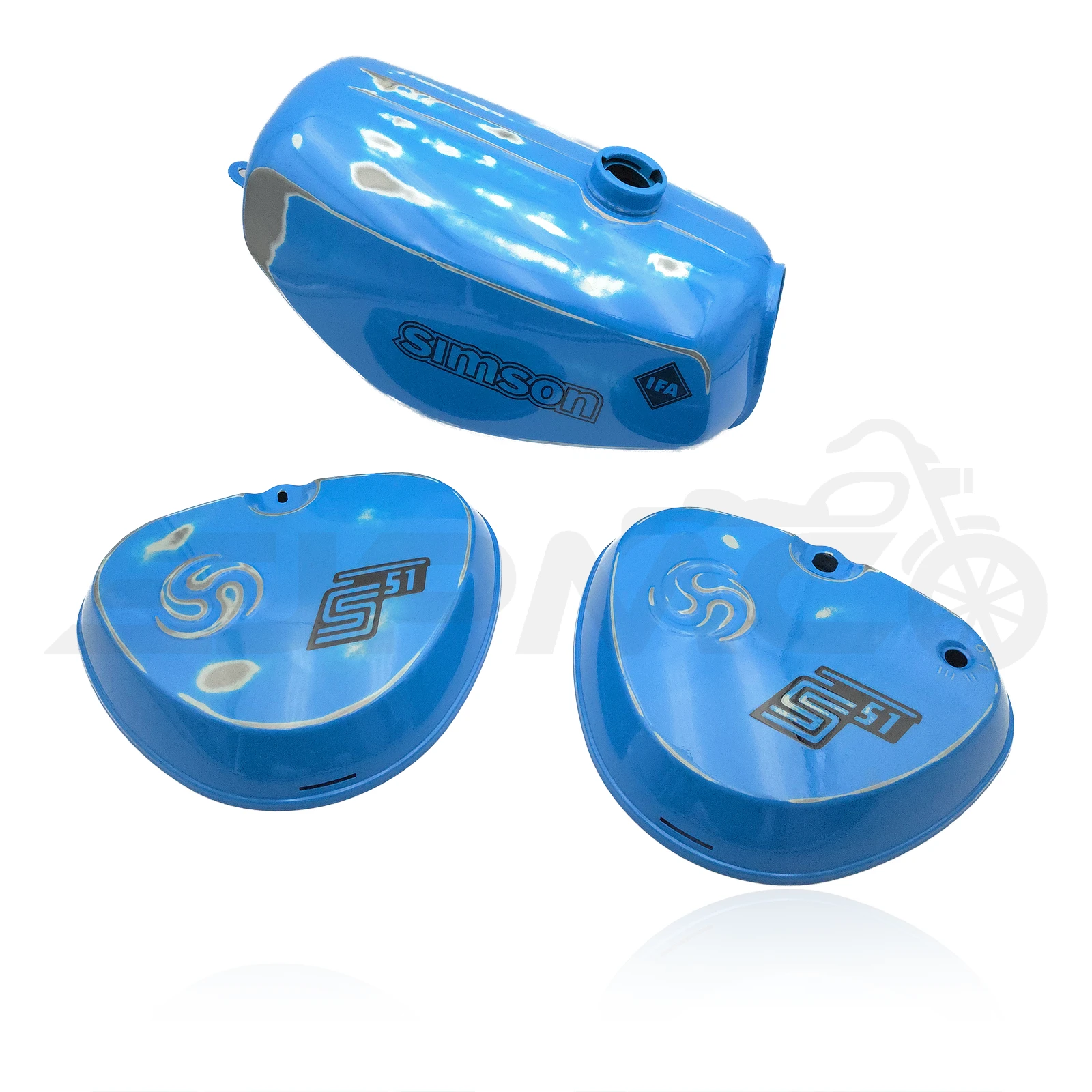 Retro-Tank-Set für Simson S51 / S70 – mit eckigen Seitendeckeln - Blau
