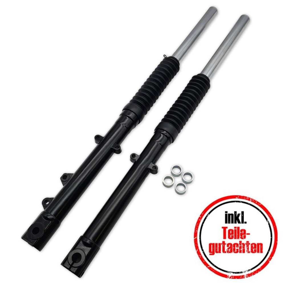 ZT-Tuning Telegabel-Set f. Scheibenbremse GEN2 (kurze Variante) Schwarz mit Teilegutachten S51, S70, S53 ZT-Tuning Telegabel-Set f. Scheibenbremse GEN2 (kurze Variante) Schwarz mit Teilegutachten S51, S70, S53