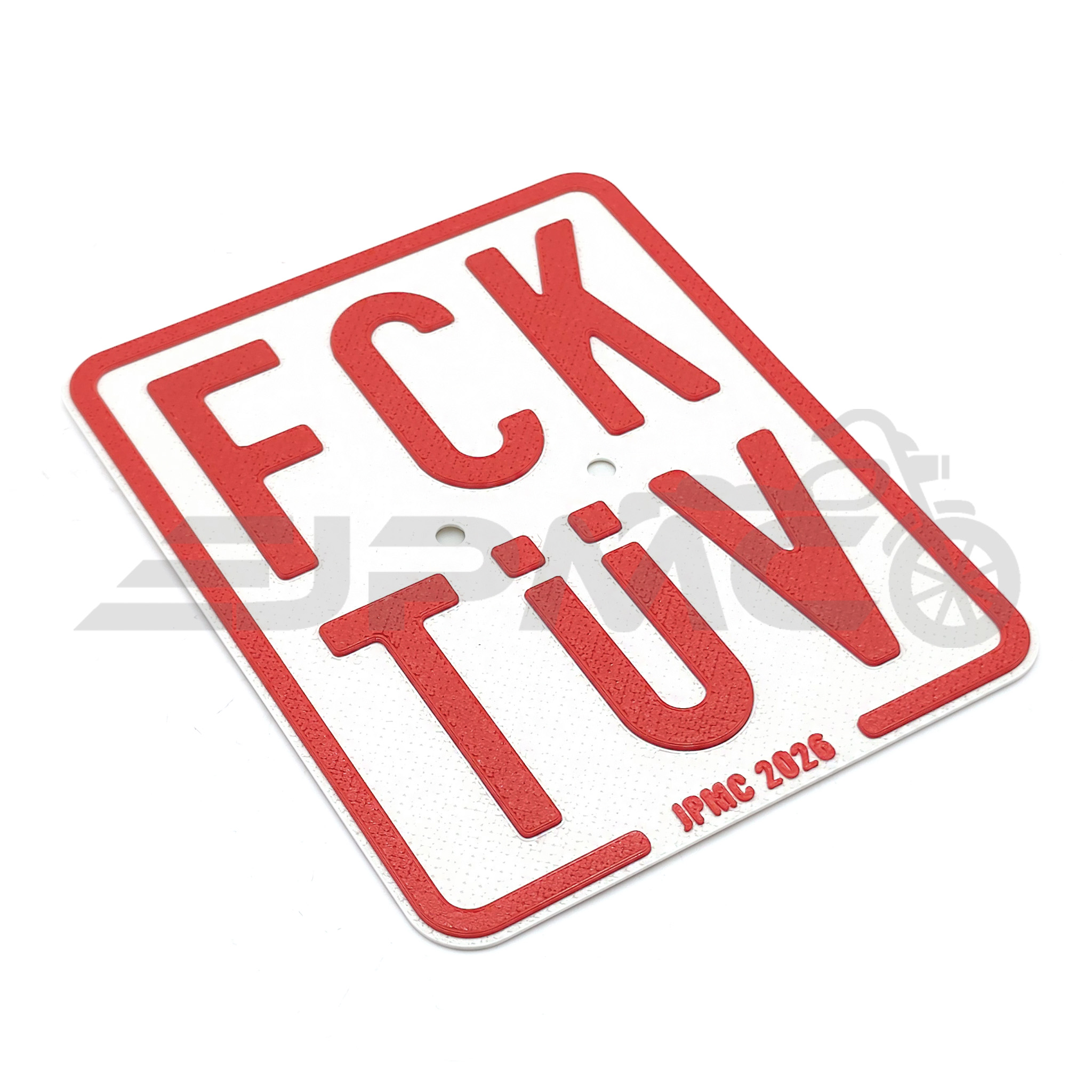 Show-Nummernschild „FCK TÜV“ – 3D-Druck Deko-Schild für Werkstatt & Messe