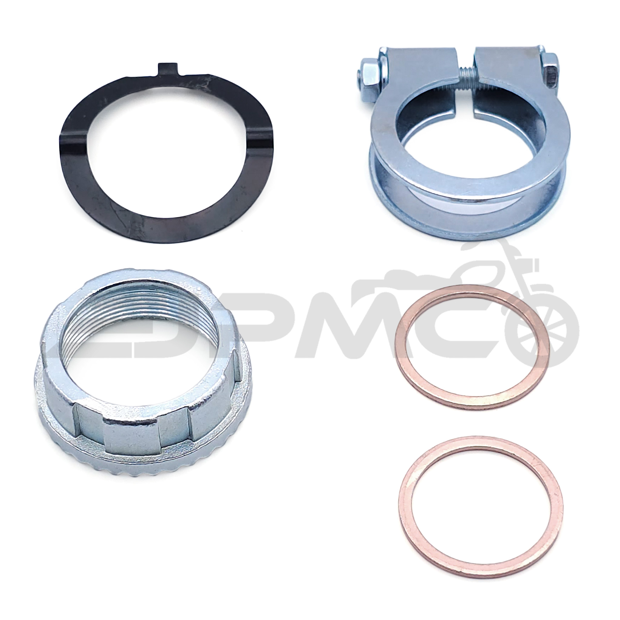 Krümmermutter / Überwurfmutter Ø32mm im Set (4-teilig) mit Zubehör für Simson