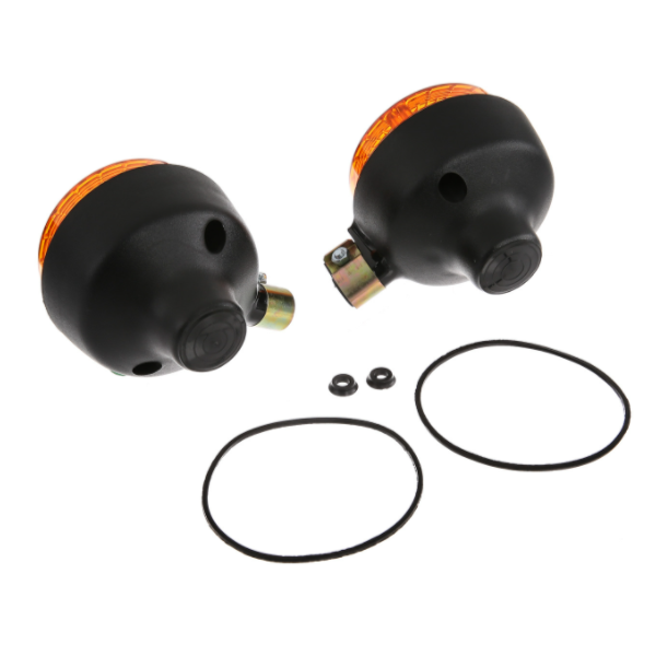 Set: 2 Blinker hinten, rund in Schwarz mit orangenem Glas - Simson S50, S51, S70, SR50, SR80, MZ ETZ, TS Set: 2 Blinker hinten, rund in Schwarz mit orangenem Glas - Simson S50, S51, S70, SR50, SR80, MZ ETZ, TS